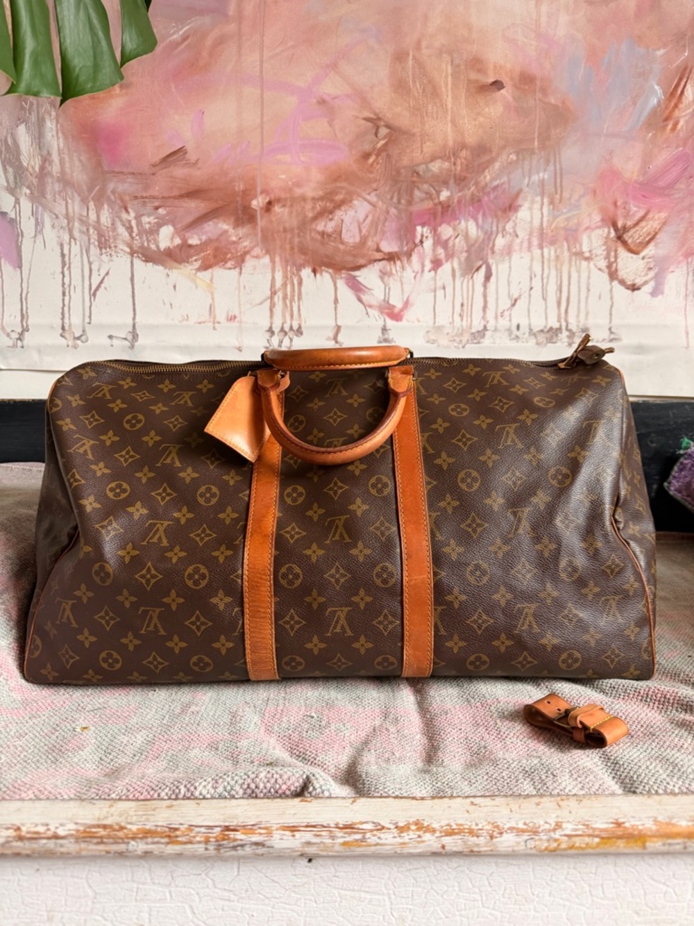 Louis Vuitton Monogram Canvas Travel Duffel Bag in Brown and Tan - Picture 11 of 14